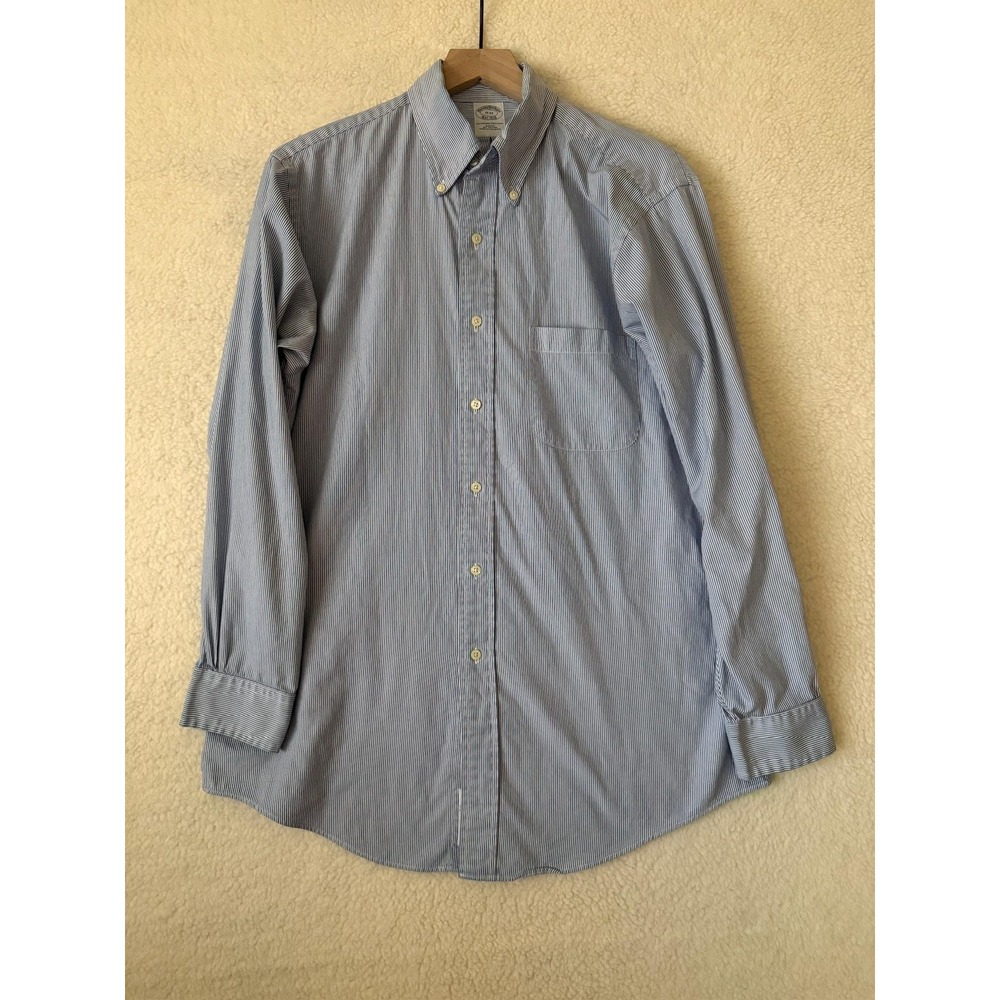 Brooks Brothers Shirt Mens 16-33 Blue Striped Long Sleeve Button Down Cotton